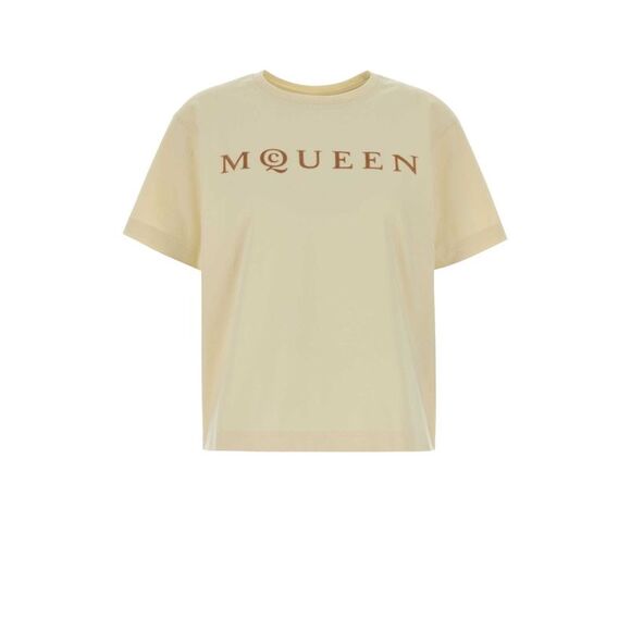 Alexander Mcqueen Women Cream Cotton T-Shirt